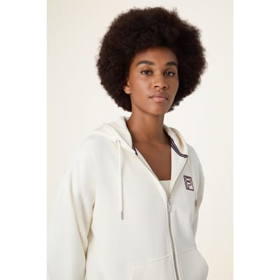 FILA Lagrio Loose Zip Hoodie Egret Size: XS | Hoodies Outlet | Dames | Wit