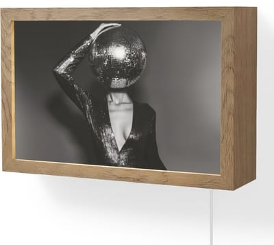 Wandlamp 30x20 cm - Oplaadbaar - Discobal - Gezicht - Glamour - Zwart - Wandlampen binnen woonkamer - Slaapkamer lamp met kabel - Decoratieve nachtlamp - Vloerlamp snoer
