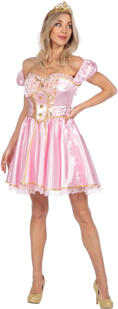 Prinsessen Jurk Sexy - Kort Model - Roze-Goud - Dames - Maat XS