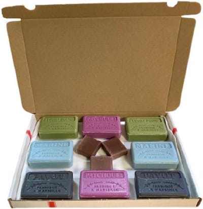 Voordeelpakket zeep savon de marseille patchouli, pavot (opium), marine, huile d olive en vanille