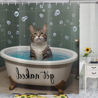 Douchegordijn katten 180 x 200 cm - grappig ontwerp - waterdicht polyester - ideaal voor jouw badkamer - ShopVlot