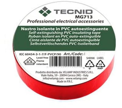 Isolatietape 0.13mm Dikte 19mm x 25m Rood VDE Goedkeurings Waterproof Warmtebestendig Zelfklevend Voor Reparaties Elektrisch Werk