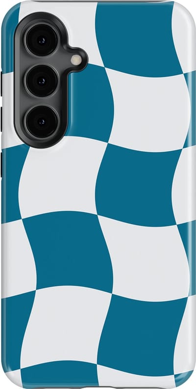 Checkered Warp Hoesje Samsung Galaxy S24 | Geschikt Voor Mag | Uniek Design Hoesje | Beschermhoes Samsung Galaxy S24 Frozen Motion