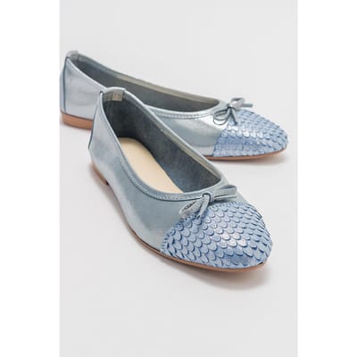 Copos Leren Strik Neus Ballerina