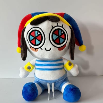 De Verbazingwekkende Digitale Circus Pomni Pluche Pop Zacht Knuffeldier met Uniek Blauw Wit Outfit en Rood Blauwe Ogen Schattig Nar Figuurtje voor Fans Woondecoratie 27CM wit