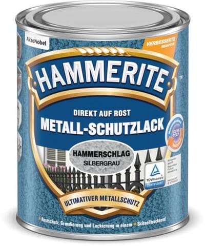 Metaalbeschermende lak hamerslag zilvergrijs 750ml - 3-in-1 roestbescherming voor ijzer en non-ferrometalen