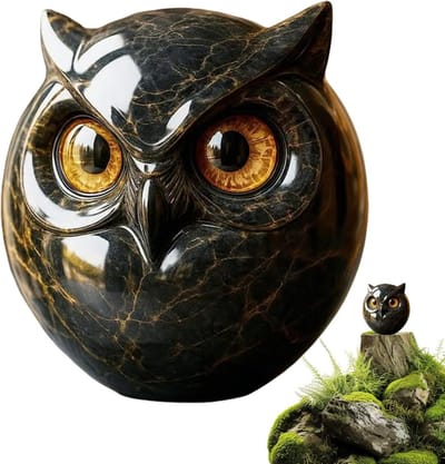 Uil sculptuur - Vogelbeeld decoratie - Woonkamer aankleden - Handgesneden kunstwerk - 11x11x11 cm - Niet gespecificeerd