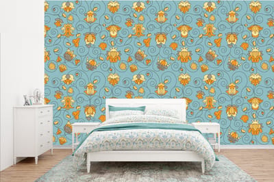 Behang - Fotobehang Patronen - Vintage - Bloemen - Breedte 385 cm x hoogte 240 cm