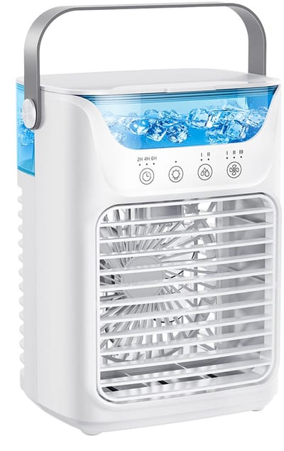 Mobiele Airco - 4-in-1 Luchtkoeler - Draagbare Aircooler met Luchtbevochtiger en Nachtlamp - 3 Snelheden - Timer - Voor Thuis en Kantoor - Wit