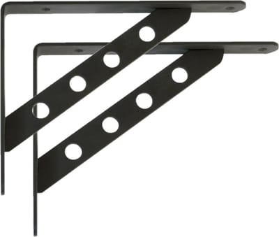 AMIG Plankdrager/steun Heavy Support - 2x - metaal - zwart - H200 x B160 mm - Tot 370 kg - boekenplank steunen