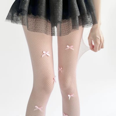Nieuwe Kawaii Gotische Uitgesneden Net Panty Kousen Lolita Strik Visnet Sokken Dames Pittige Meisjes Zwart Wit Sexy Dunne Ins Panty's One Size gray