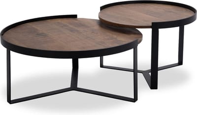 Icon Living - Salontafel Hub 6 - Hout Naturel - Zwart Metaal