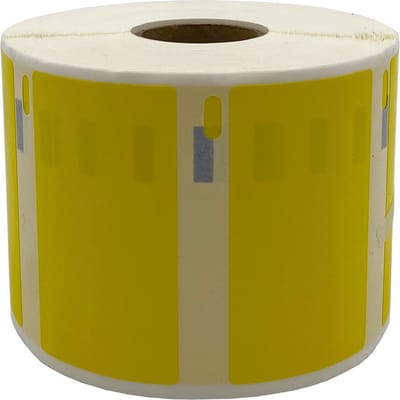 DULA Dymo kompatible Etiketten, S0722540 11354, 57 x 32 mm, Gelb, Permanent, 1 Rolle, 1000 Etiketten pro Rolle