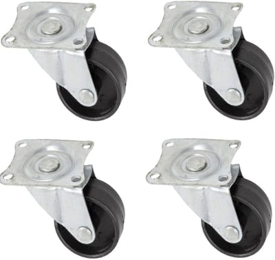 Set van 8x zwenkwieltjes zwart - 40mm - Zwenkwielen - Transportwieltjes - Transportwielen
