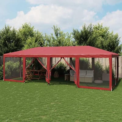 Partytent met zijwanden - Tuinpaviljoen evenement - Feesten en evenementen - Twaalf netstof zijwanden - 8 x 4 meter - Rood