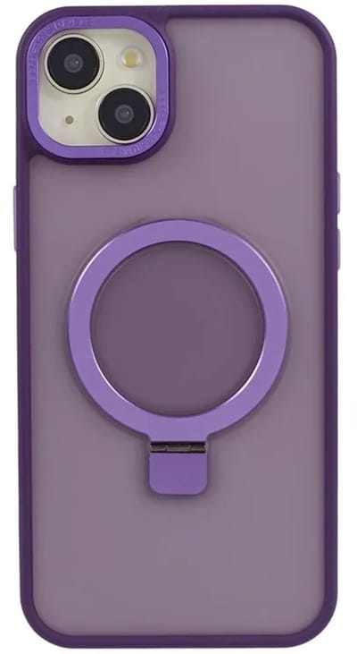Cityhoesje - iPhone 15 Plus-14 Plus - Magnetic - Ring Holder Kickstand - Protective – Backcase - Paars