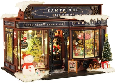 Poppenhuis Kerstdecoratie - Miniatuur Bouwpakket - Feestelijke Sfeer - Hout en Papier - 325 x 216 x 63 cm - Meerkleurig