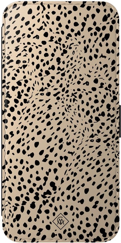 Casimoda® bookcase - Geschikt voor Samsung Galaxy A57 - Hoesje met pasjeshouder - Stippen bruin abstract - Bruin/beige - Kunstleer