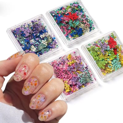 Dailygoods- Nail Art Stickers 3D Effect - Dried Flowers - Natuurlijke Elementen - Kleurrijke Combinaties - DIY Mini Stickers - Unieke Visuele Ervaring - Nagelstickers
