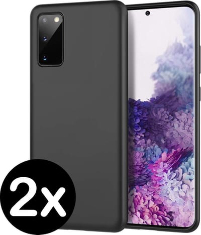 Hoesje - 2 Stuks - Geschikt voor Samsung Galaxy S20 - Sterk & Shockproof - Telefoonhoes - Back Cover - Case Siliconen - Telefoon Hoes - Zwart