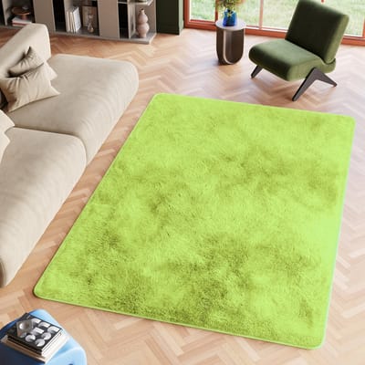 Tapiso Silk Vloerkleed Groen Lemon Hoogpolig Woonkamer Tapijt Maat- 120x170