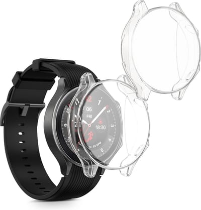 kwmobile 2x smartwatch hoes geschikt voor OnePlus Watch 2 / OPPO Watch X hoesje - Siliconen sporthorloge cover - Activity tracker case in transparant