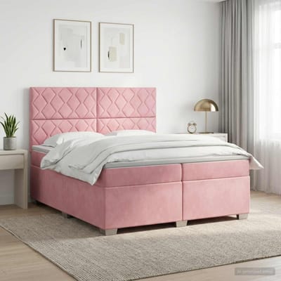 vidaXL - Boxspringbed - met - matras - Roze - 200 - x - 200 - cm - Fluweel