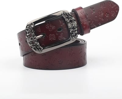 Sorprese Riem Dames - Butterfly - Rood/Bruin - Leer - 110 cm - Broekriem - Inkortbaar - Verstelbaar