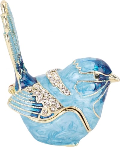 Handgeschilderd Vogelvorm Snuisterijdoosje van Emaille, Decoratieve Opbergdoos voor Sieraden, Ringen en Oorbellen, Perfect Cadeau voor Moeder en Vrouw, Uniek en Elegant Design