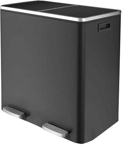 Studio Lyma Prullenbak - Afvalbak - 60 liter - 2 compartimenten - Softclose - Met pedaal - Fingerprintproof - Zwart
