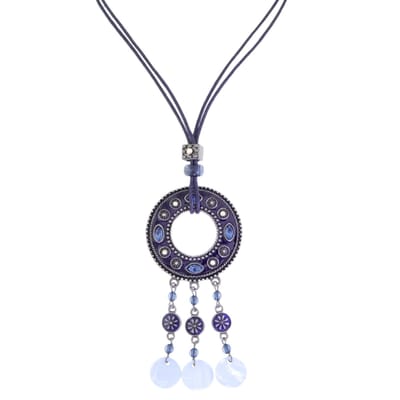 Behave – Ketting – Blauw – Waxkoord – Ronde Hanger – Statement Sieraad