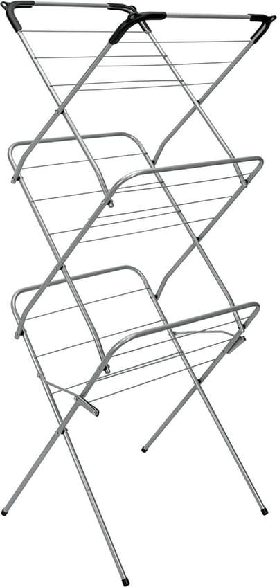 Tomado - Droogrek Concerto - 9,5 meter drooglengte - Zilver - Met haakjes voor kledinghangers