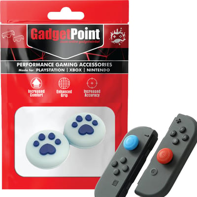 Gadgetpoint - Thumb Grips voor Nintendo Switch Joy-Con Controllers - Gaming Thumbgrips - Performance Anti-Slip Thumbsticks - Bescherming Accessoires - Pootjes - Lichtblauw met Blauw