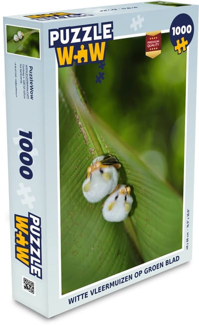 Puzzel Witte vleermuizen op groen blad - Legpuzzel - Puzzel 1000 stukjes volwassenen