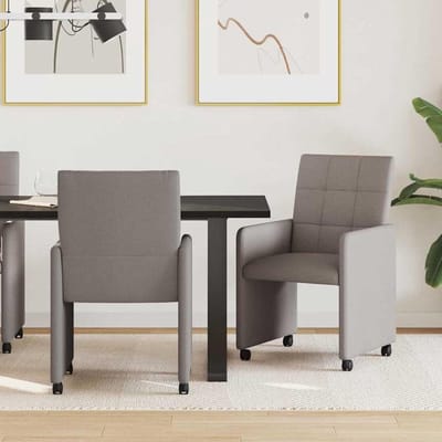 Eetkamerstoelen set - Stoelen op wieltjes - Comfortabel dineren - Ergonomisch design - 58 x 65 x 94 cm - Taupe