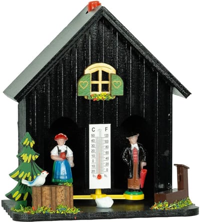 Weerhuisje - Weerstation Hout - Voorspellen Weer - Gemaakt in Duitsland - 13 x 145 x 65 cm - Zwart