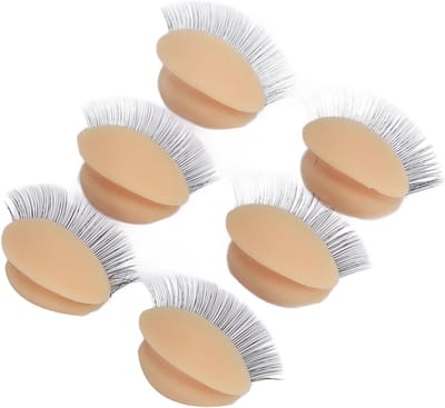 3 Paar Vervangende Oogleden van Silicone voor Mannequin Hoofd - Oogleden met Dubbele Wimpers voor Oefening, Oogmake-up en Wimperextensions (Beige)