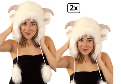 2x Muts luxe geit pluche - carnaval thema party carnaval feest hoofddeksel festival