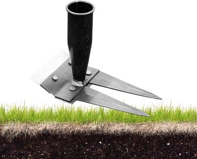 Gazonhark Ergonomisch - Tuinhark Onkruid - Tuinonderhoud Vereenvoudigen - Dubbelzijdige Staalkop - 2 Tanden - Metaal
