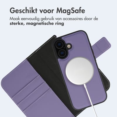 imoshion Hoesje - Geschikt voor Apple iPhone 16 - Uitneembare 2-in-1 Luxe Bookcase - Paars