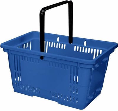 Winkelmandje 28 liter - blauw - 1 handgreep -10 stuks