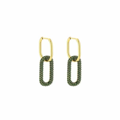Bijoutheek Oorhangers hoop groene stenen Groen