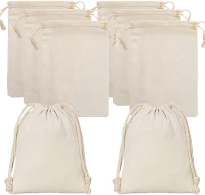 Stunq® Set van 20 Zachte Katoenen Zakjes - Perfect voor Handwerk, Decoratie en Kleine Cadeautjes
