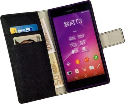 HC Zwart Sony Xperia Style T3 Book Flip Case Wallet Cover Hoesje