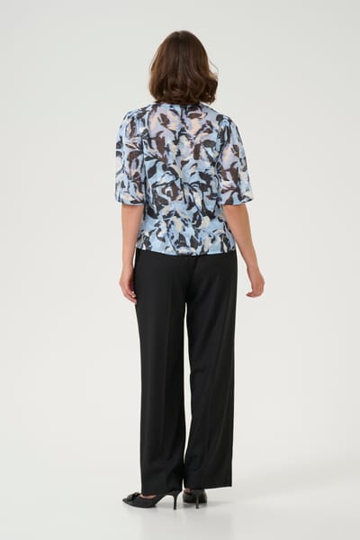 Blouse met korte mouwen A-shape Blue Flower Print floral