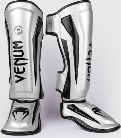 Venum Elite Kickboks Scheenbeschermer- SILVER/BLACK - M