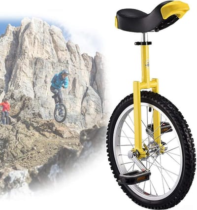 Eenwieler - Loopfiets - Buitensporten - Antislip bergbanden - 18 inch - Geel