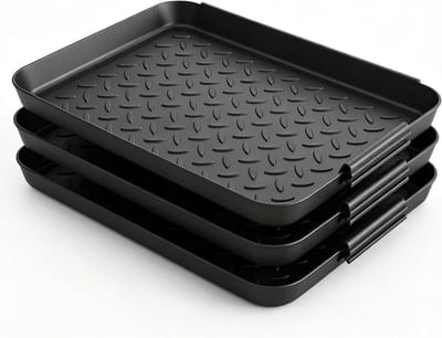 Set van 3 antislip schoenafdruipbakken, multifunctionele afdruipmat voor schoenen, hondenvoermat en verfbak, 35 x 27,5 x 3 cm, ideaal voor regendagen en sneeuwseizoen