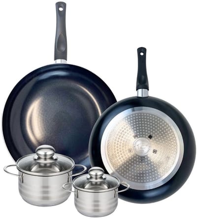 Set van 2 Koekenpannen 28 en 32 cm en 2 kookpotten 12 en 14 cm Elo Prima Brillant
