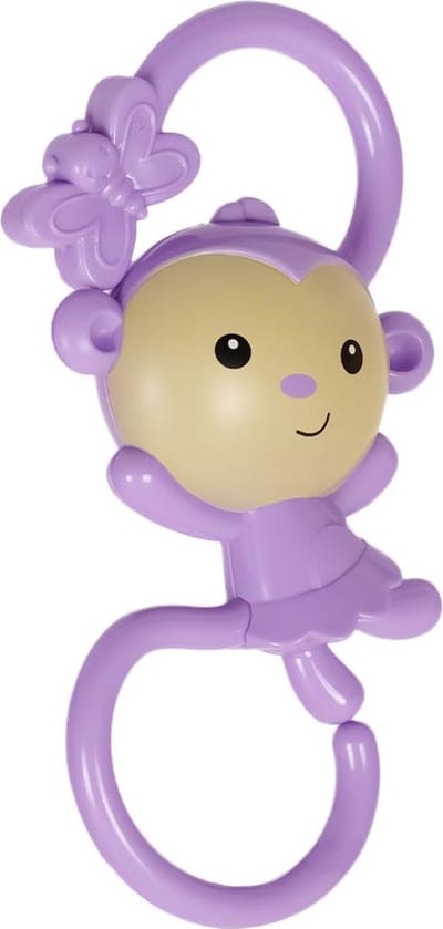 Speelgoedtopdeals - Rammelaar Hangspeeltje Buggyspeeltje - Lila Aap met Vlinder